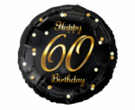 Balon bez helu: 60, okrągły, czarny, 18″ – Prezent na 60 urodziny – Szalony.pl