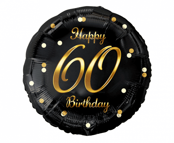 Balon z helem: 60, okrągły, czarny, 18″ Balony na 60 urodziny Sprawdź naszą ofertę. Sklep imprezowy Szalony.pl. 2