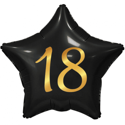 Balon bez helu: 18th Gwiazdka, czarna, 19″ Balony bez helu Szalony.pl - Sklep imprezowy
