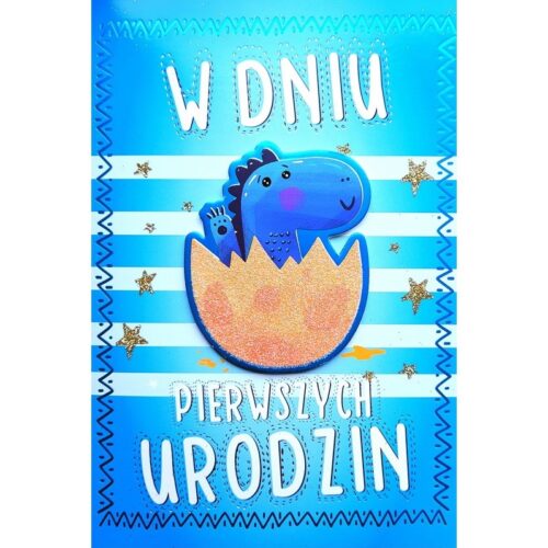 Kartka urodzinowa - W dniu 1 urodzin, niebieska