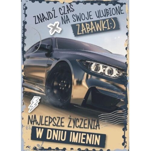 Kartka okolicznościowa - W dniu imienin, samochód