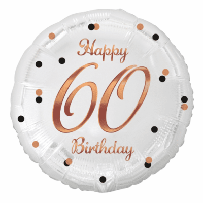 Balon z helem: 60 Kula, biała, 18″ Balony na 60 urodziny Szalony.pl - Sklep imprezowy