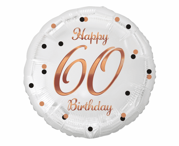 Balon z helem: 60 Kula, biała, 18″ Balony na 60 urodziny Szalony.pl - Sklep imprezowy