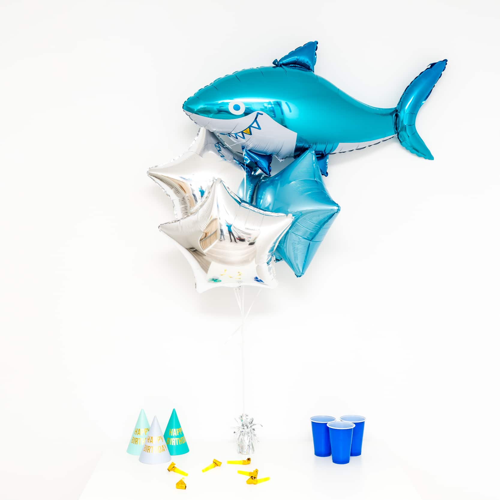 Bukiet balonowy: SHARK&STARS, napełniony helem Balony z helem Szalony.pl - Sklep imprezowy