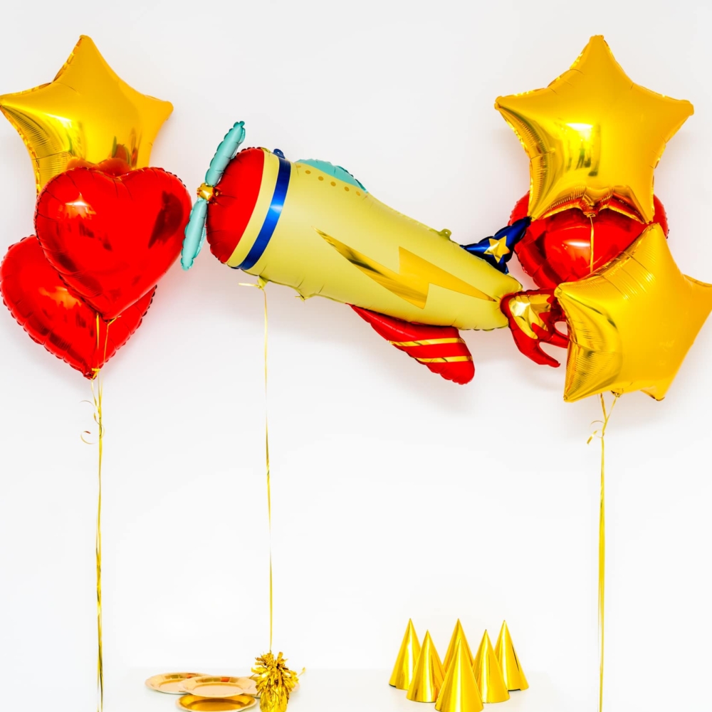 Bukiet balonowy: AEROPLANE, napełniony helem Balony dla Dziecka Sprawdź naszą ofertę. Sklep imprezowy Szalony.pl. 2