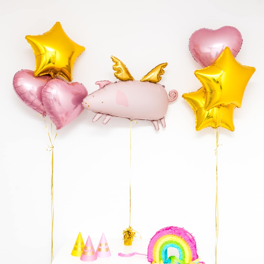 Bukiet balonowy: FLYING PIGGY, napełniony helem Balony dla Dziecka Sprawdź naszą ofertę. Sklep imprezowy Szalony.pl. 2