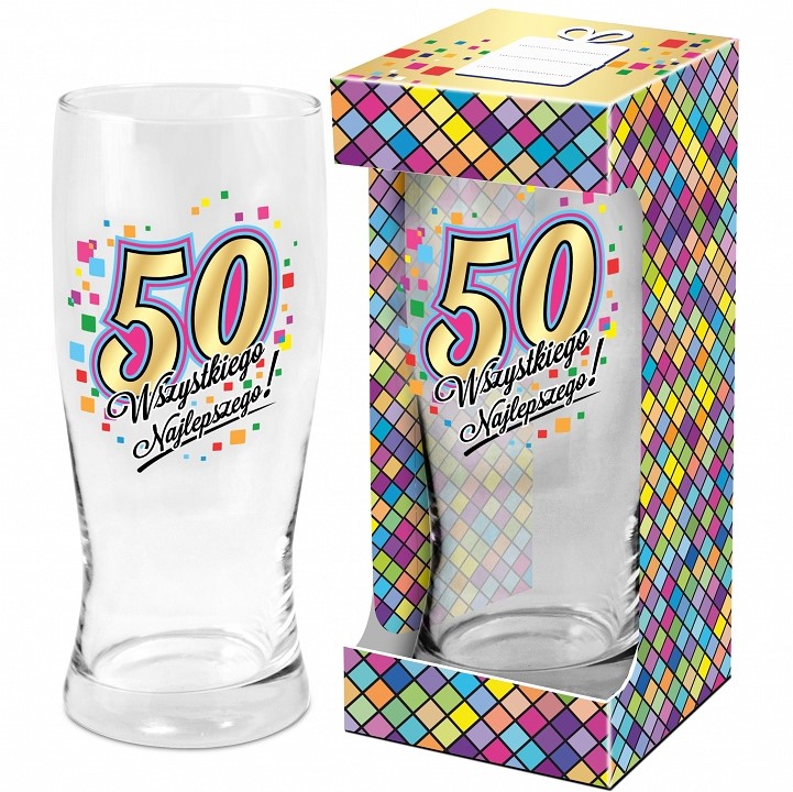 Szklanka do piwa – Urodzinowa 50, 500ml Prezent na 50 urodziny Szalony.pl - Sklep imprezowy 2