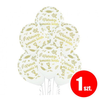 Balon z helem: Komunia Święta, 30 cm, (1 szt.) – Balony z helem (Trójmiasto) – Szalony.pl