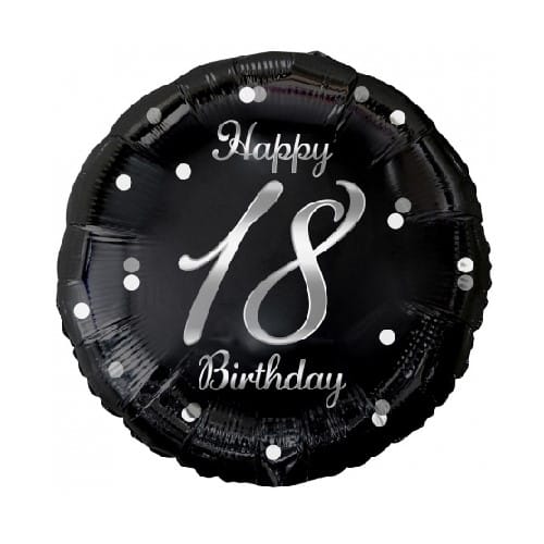 Balon z helem: 18 okrągły, czarno-srebrne, 18″ Balony na Urodziny Szalony.pl - Sklep imprezowy