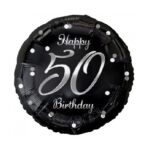 Balon bez helu: 50 Koło, czarno-srebrne, 18″ – Balony bez helu – Szalony.pl