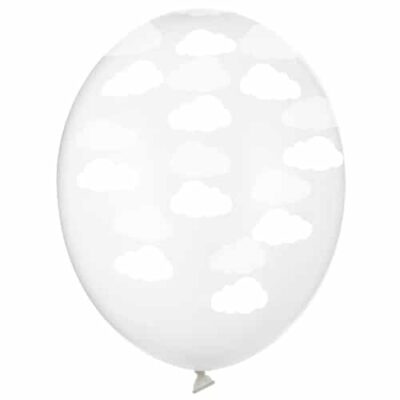 Balon z helem: Chmurki, przeźroczysty, 30 cm Balony dla Dziecka Szalony.pl - Sklep imprezowy