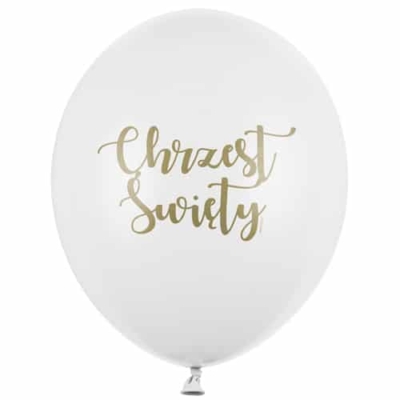 Balon z helem: Chrzest, biały, 30 cm Balony na Chrzest Szalony.pl - Sklep imprezowy