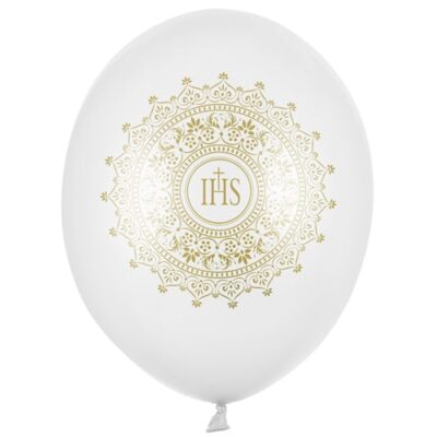 Balon z helem: IHS – Komunia Święta, 30 cm Balony na Komunię Świętą Szalony.pl - Sklep imprezowy