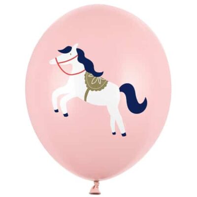 Balon z helem: Konik, różowy, 30 cm Balony dla Dziecka Szalony.pl - Sklep imprezowy