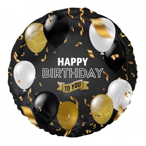 Balon z helem: Happy Birthday to you, czarny Balony na Urodziny Sprawdź naszą ofertę. Sklep imprezowy Szalony.pl.