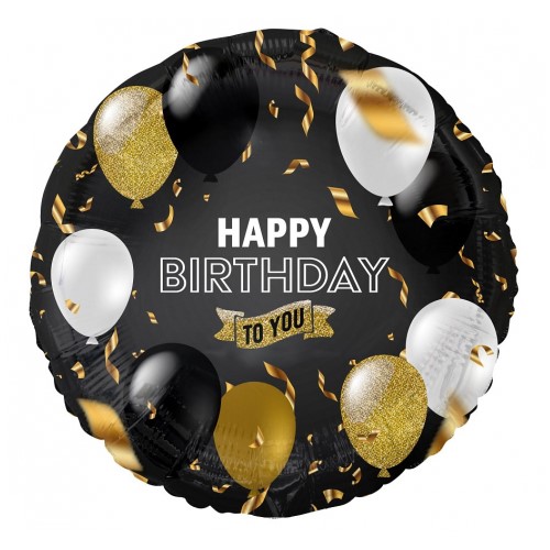 Balon z helem: Happy Birthday to you, czarny Balony na Urodziny Szalony.pl - Sklep imprezowy