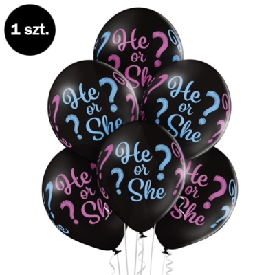 Balon z helem: He or She? 30 cm (1 szt.) Balony na Narodziny Szalony.pl - Sklep imprezowy