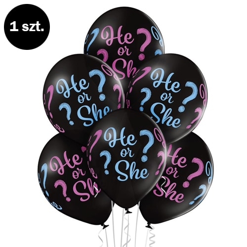 Balon z helem: He or She? 30 cm (1 szt.) Balony na Narodziny Sprawdź naszą ofertę. Sklep imprezowy Szalony.pl.