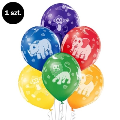 Balon z helem: Zwierzaki w ZOO, 30 cm (1 szt.) Balony dla Dziecka Szalony.pl - Sklep imprezowy