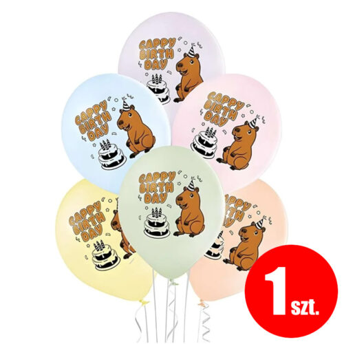 Balon z helem: Cappy Birthday, 30 cm, mix, (1 szt.)
