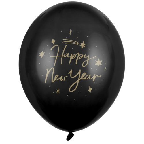 Balon z helem: Happy New Year, Pastel Black, 30 cm