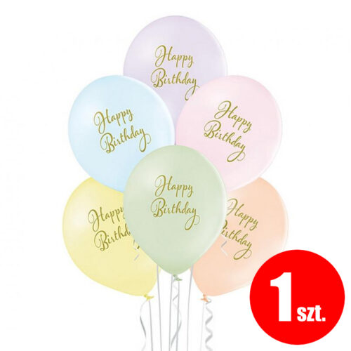 Balon z helem: Happy Birthday, 30 cm, mix, (1 szt.)
