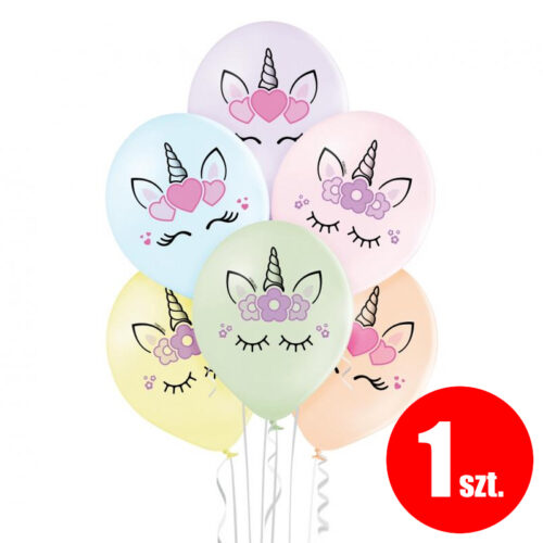Balon z helem: Jednorożec, 30 cm, mix, (1 szt.)