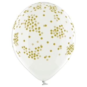 Balon z helem: Przeźroczysty w złote kropki, 30 cm Szalony.pl