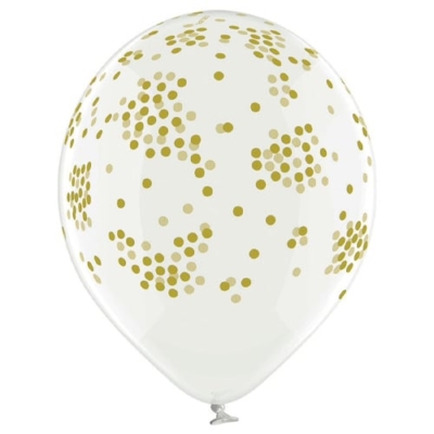 Balon z helem: Przeźroczysty w złote kropki, 30 cm Balony na Chrzest Szalony.pl - Sklep imprezowy