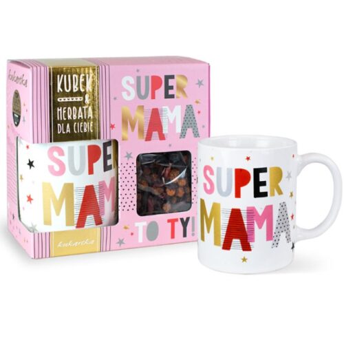 Kubek i herbata - Super Mama, gwiazdki, 300ml