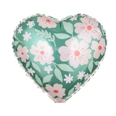 Balon z helem: Serce w kwiaty, 18″ Balony dla Mamy i Taty Szalony.pl - Sklep imprezowy
