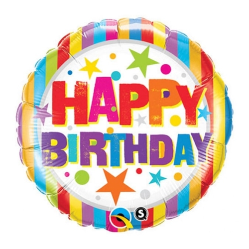 Balon z helem: Happy Birthday, kolorowy 18″ Balony na Urodziny Sprawdź naszą ofertę. Sklep imprezowy Szalony.pl.