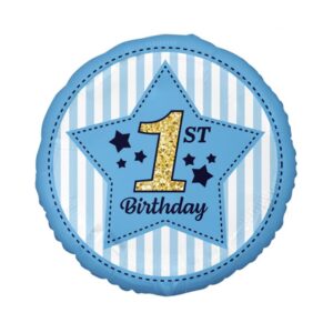 Balon z helem: 1st Birthday, niebieski, 18″ Szalony.pl
