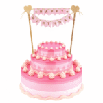 Topper - Flagi Happy Birthday, różowy, 25cm.. Szalony.pl - Sklep imprezowy.