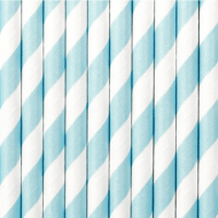 Słomki papierowe, błękitno-białe paski, 10 szt. – Szalony.pl – Szalony.pl – Szalony.pl