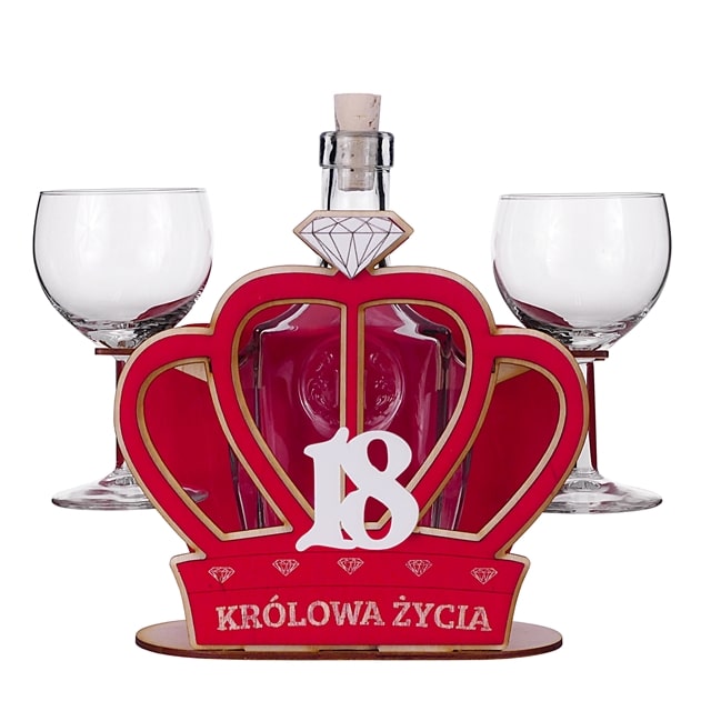 Karafka “Korona – 18 urodziny” + 2 kieliszki do wina Karafki z humorem Szalony.pl - Sklep imprezowy 2