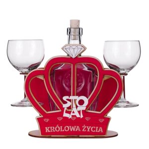 Karafka “Korona – Sto Lat” + 2 kieliszki do wina Szalony.pl