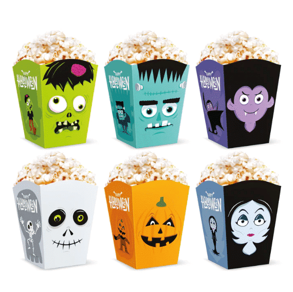 Pudełko na popcorn – Halloween Monsters, 10×7.5 cm, 6 szt. Halloween 2023 Sprawdź naszą ofertę. Sklep imprezowy Szalony.pl. 2