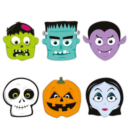 Maski papierowe – Halloween Monsters, 24×23 cm, 6 szt. Halloween 2022 Sprawdź naszą ofertę. Sklep imprezowy Szalony.pl.