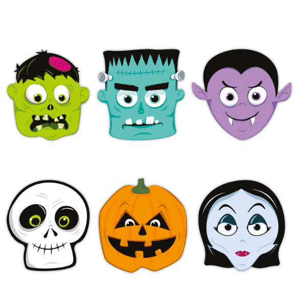 Maski papierowe – Halloween Monsters, 24×23 cm, 6 szt. Halloween 2023 Sprawdź naszą ofertę. Sklep imprezowy Szalony.pl. 2