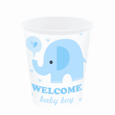 Kubeczki papierowe – Welcome Baby Boy, 220 ml, 6 szt. Kubeczki papierowe Szalony.pl - Sklep imprezowy