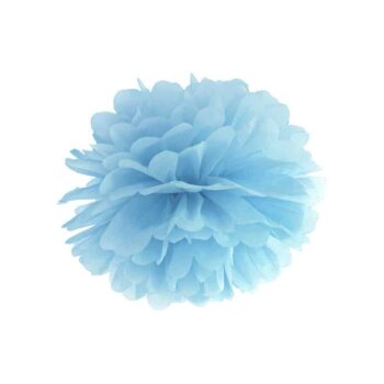 Pompon bibułowy, 25 cm, błękitny – Dekoracje na Narodziny – Szalony.pl