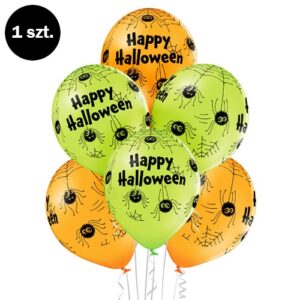 Balon z helem: Halloween, pająki, 30 cm (1 szt.) Szalony.pl