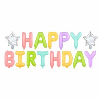 Balony litery – “Happy Birthday”, kolorowe, 35 cm – Balony bez helu – Szalony.pl