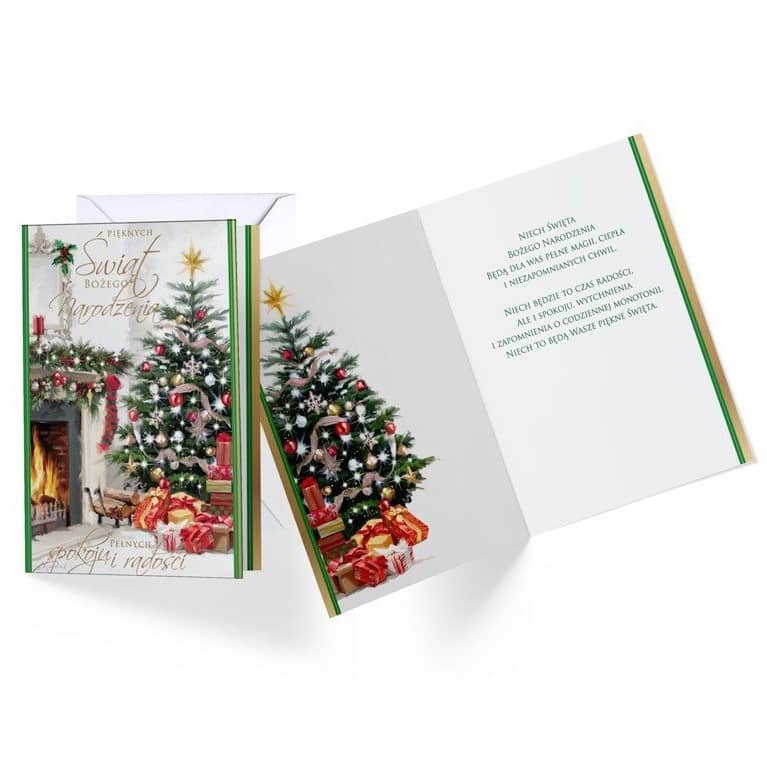 Kartka świąteczna – Choinka i kominek Kartki na Boże Narodzenie Szalony.pl - Sklep imprezowy 3