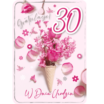 Kartka urodzinowa – 30 urodziny, bukiet Kartki na 30 urodziny Szalony.pl - Sklep imprezowy