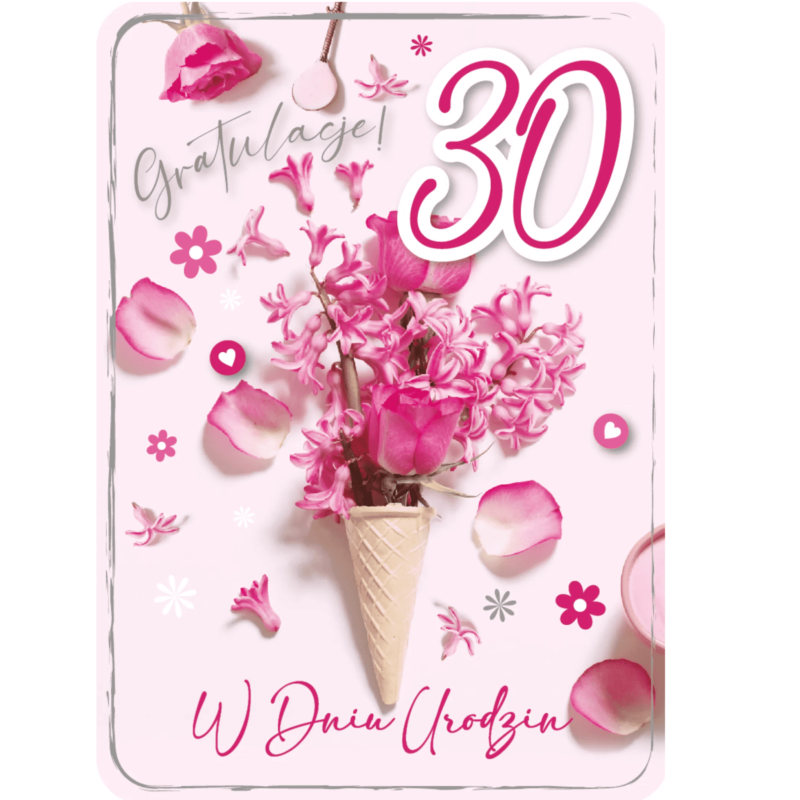 Kartka urodzinowa – 30 urodziny, bukiet Kartki na 30 urodziny Szalony.pl - Sklep imprezowy 2