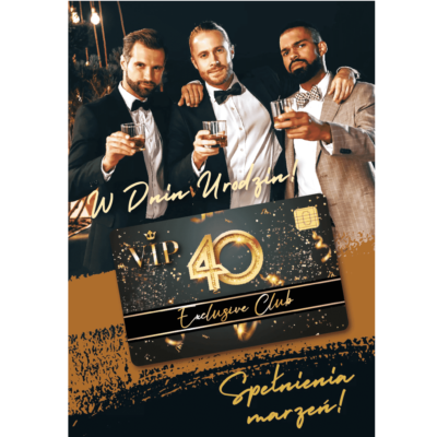 Kartka urodzinowa – Exlusive Club 40, niebieska Kartki na 40 urodziny Szalony.pl - Sklep imprezowy