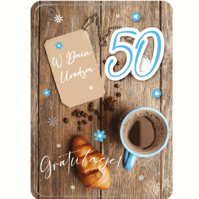 Kartka urodzinowa – 50 urodziny, kawa Kartki na 50 urodziny Szalony.pl - Sklep imprezowy