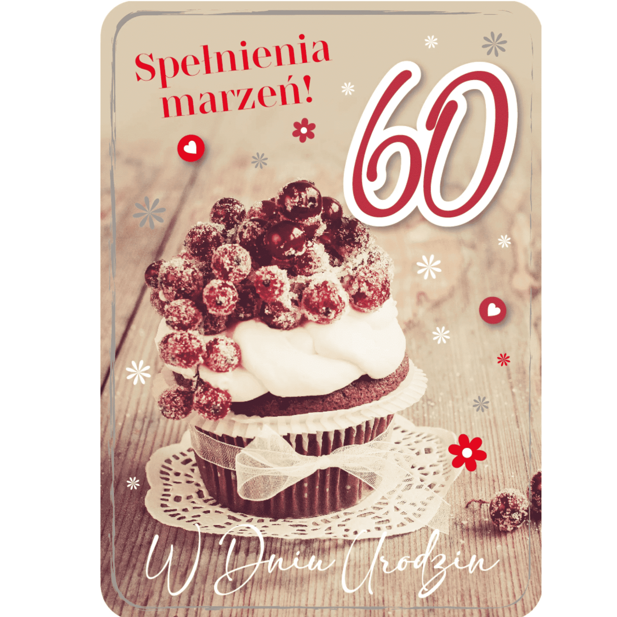 Kartka urodzinowa – 60 urodziny, babeczka Kartki na 60 urodziny Szalony.pl - Sklep imprezowy